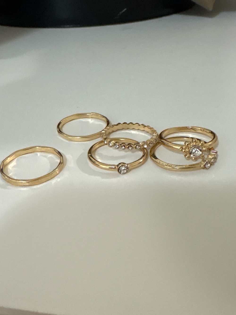 Gold Stacking Ring Set with CZ Accents